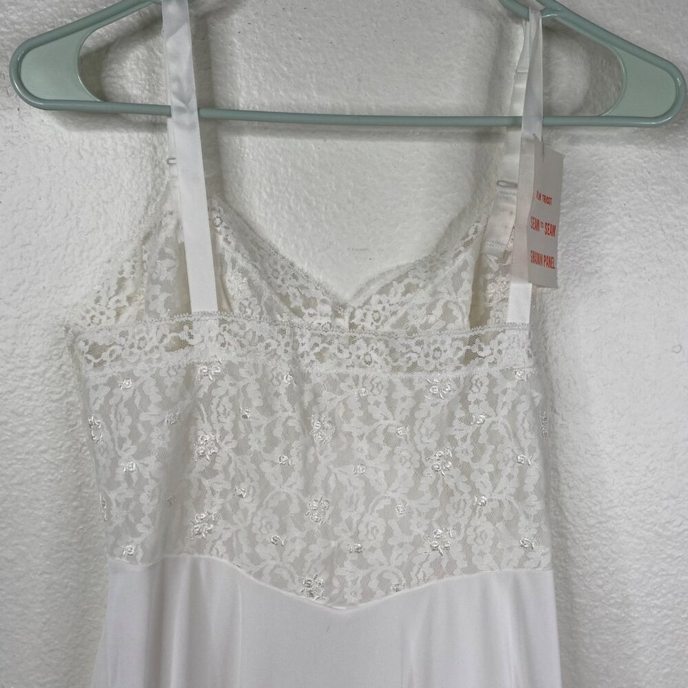 Vintage Fit Rite Lingerie Slip Dress Shadow Panel Babydoll Coquette White 34 NWT - Picture 10 of 13